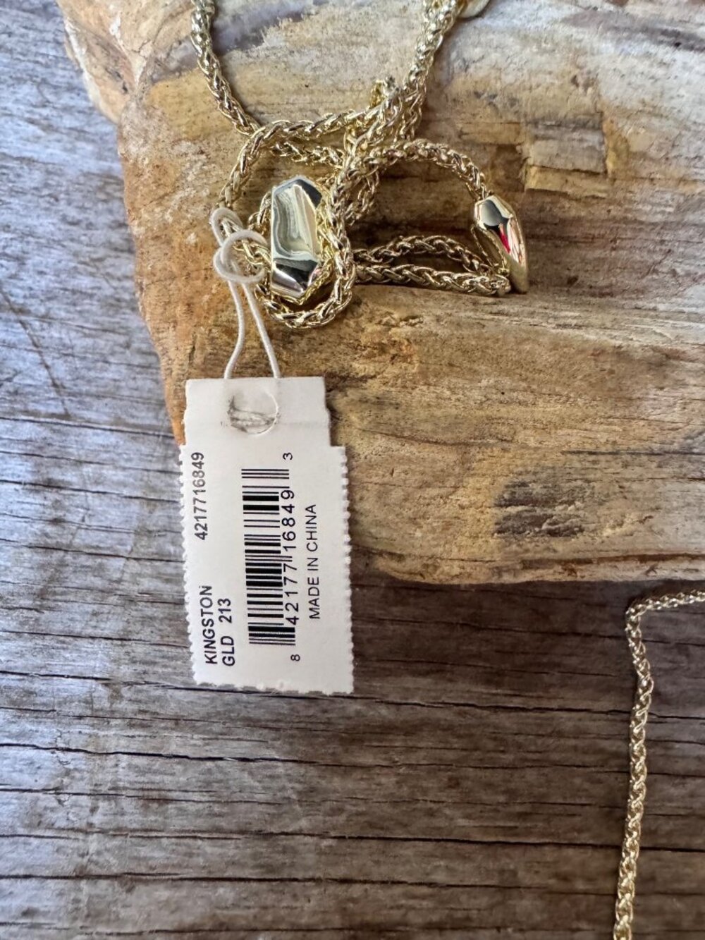Kendra Scott Kingston Gold Tone Long Fringe Pendant Necklace Slate Cat’s Eye 32” - Picture 5 of 6